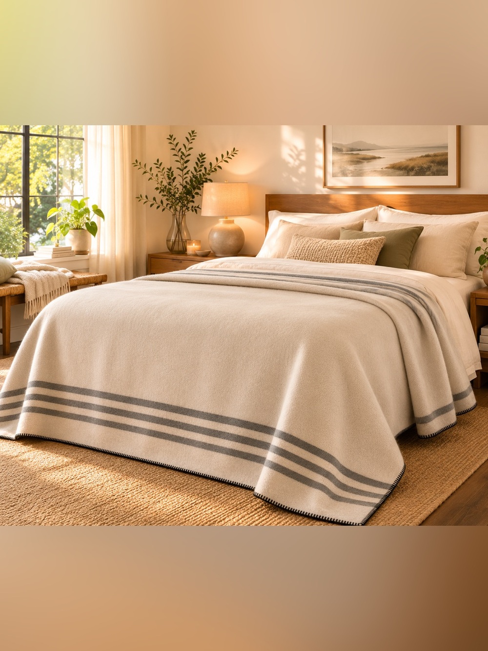 MAC AUSLANDS's 100% virgin wool throw blanket 79" × 90”